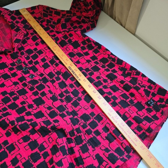 Habitat Clothes To Live In Shirt Womens Medium Red Black‎ Button Up Artsy - Picture 11 of 12